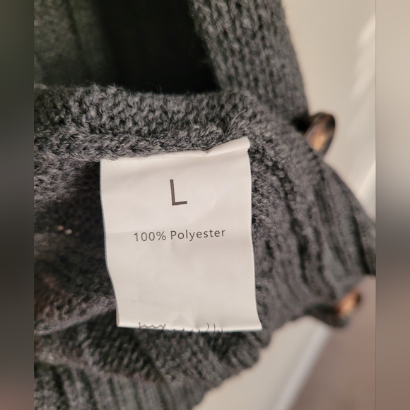 Women's Gray Button Cardigan L - Picture 2 of 6